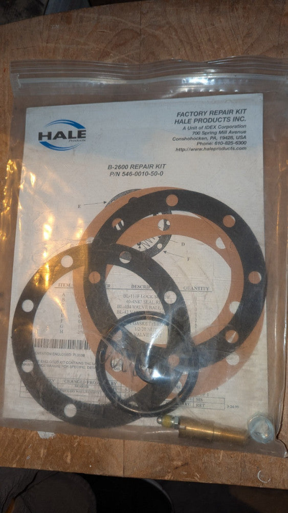 (1) Hale B-2600 Gasket Repair Kit 546-0010-50-0 NIB