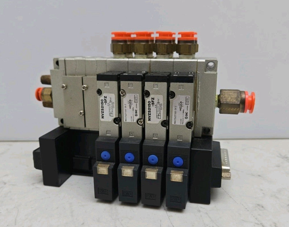 Smc NVZS2150-5FZ Manifold Solenoid Valve 24 Vdc 1/8" Npt 1/4" Tube