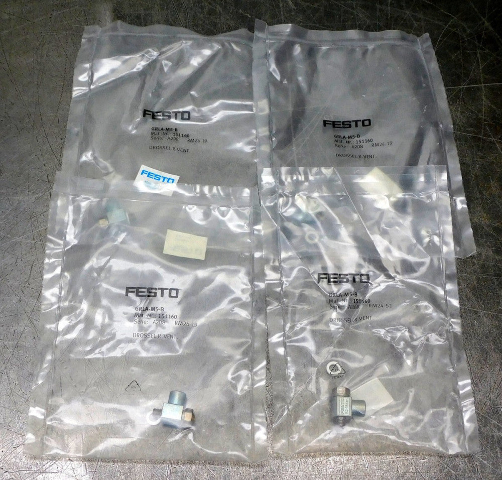 FESTO GRLA-M5-B One Way Flow Control Valve 151160 RM24-19 Lot of Four (4)