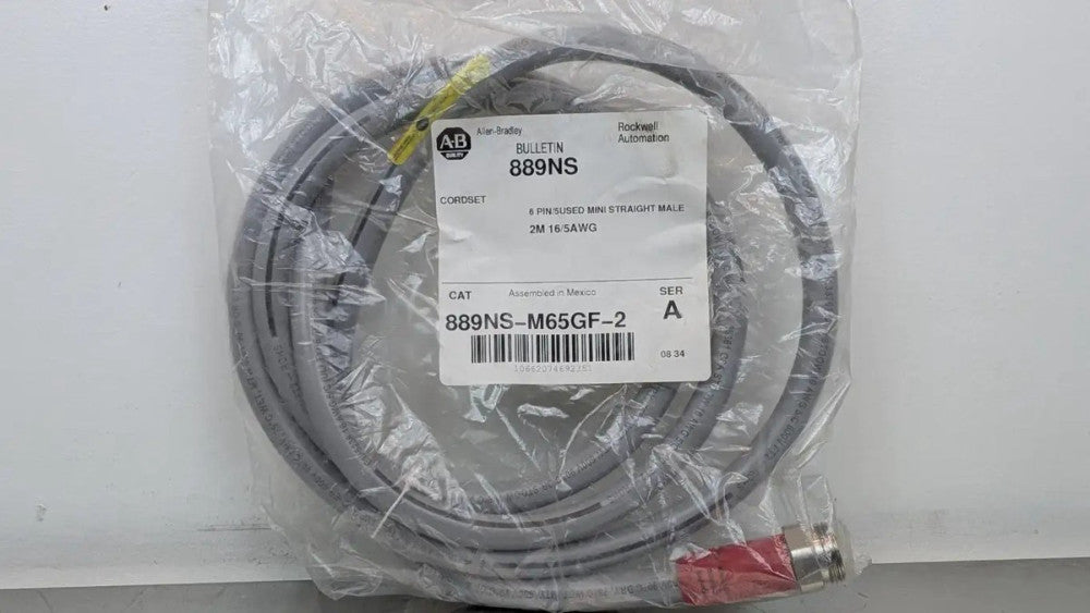 Allen-Bradley 889NS-M65GF-2 Cordset Ser A 6-Pin/5Used Male 5-Wire 2m 16/5AWG