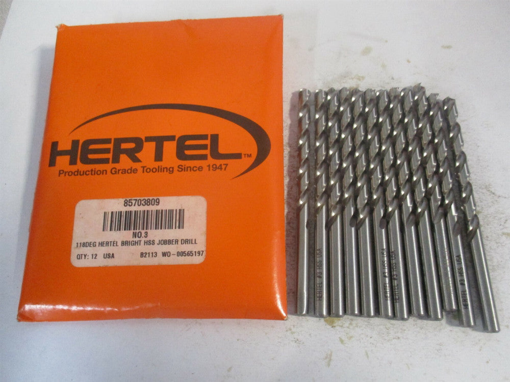 (85703809) #3 x 2-1/2" x 3-3/4" OAL 118° High Speed Steel Jobber Drill - Qty 12