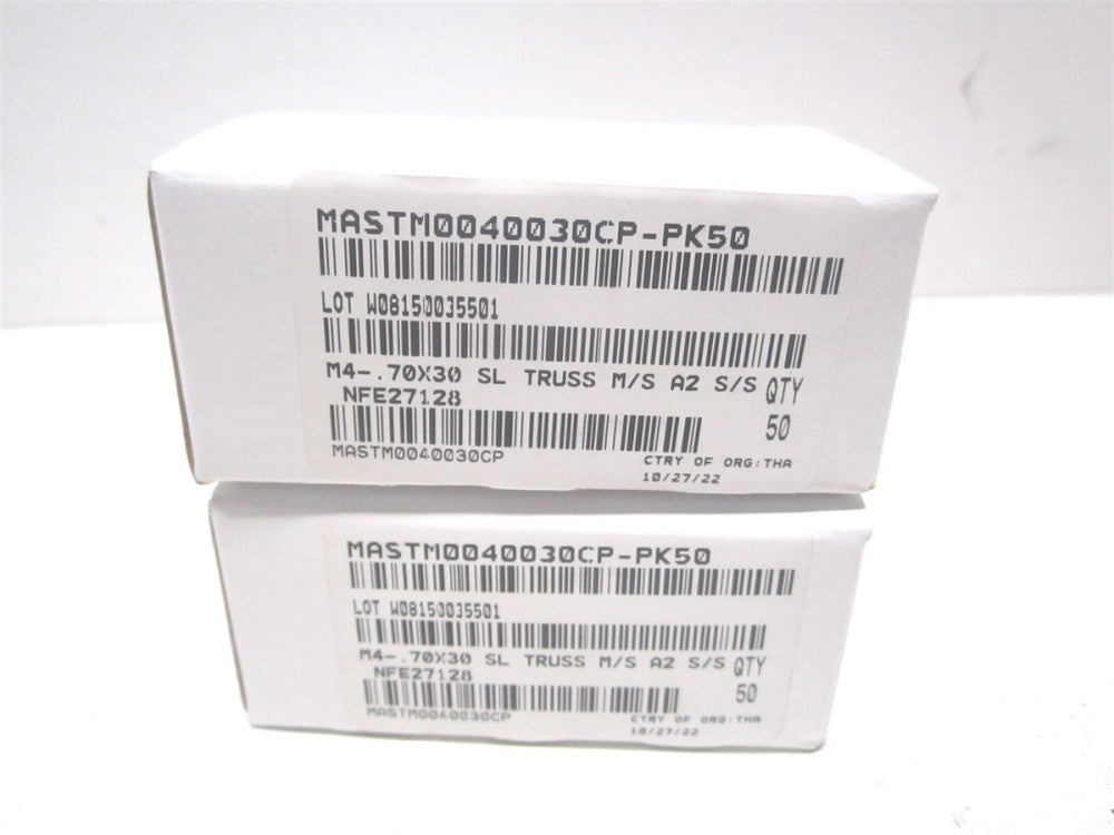 (MSTX04030-050BX) M4x0.7 x 30.00mm SS Truss Head Slotted Machine Screw - Qty 100