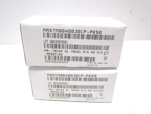 (MSTX04030-050BX) M4x0.7 x 30.00mm SS Truss Head Slotted Machine Screw - Qty 100