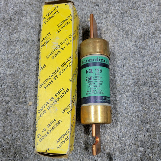 1 NOS ECONOMY NCL 125 FUSE 125A 250V ECONOLIM CLASS RK1 NCLR125