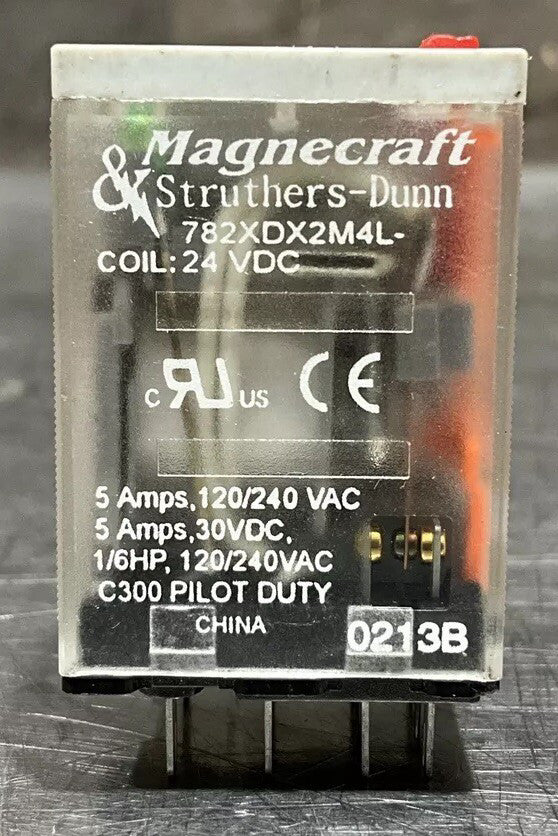 Magnecraft 782XDX2M4L - Coil: 24 VDC Relay, 5A, 1/6 HP, 120/240 VAC, NOS Surplus