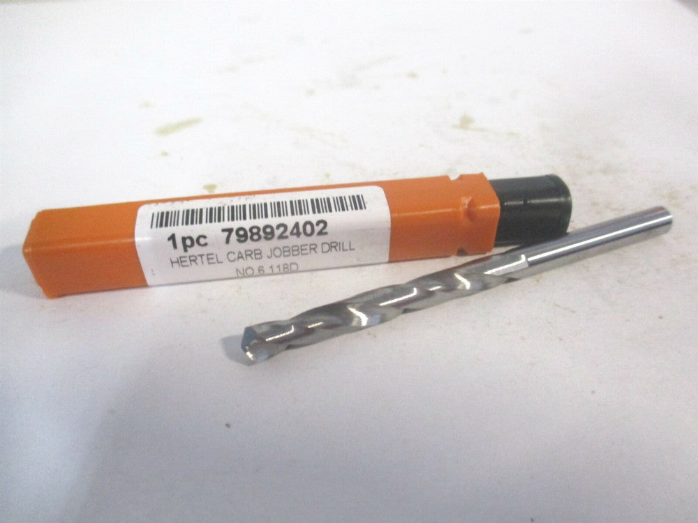 (79892402) #6 1-3/4" x 3" OAL 118° Solid Carbide Regular Spiral Jobber Drill 