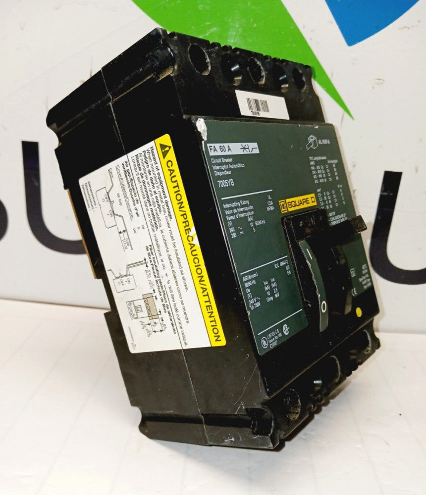 Square D 60 Amp Circuit Breaker 3 Pole 240 VAC / 250 VDC  FAL32060