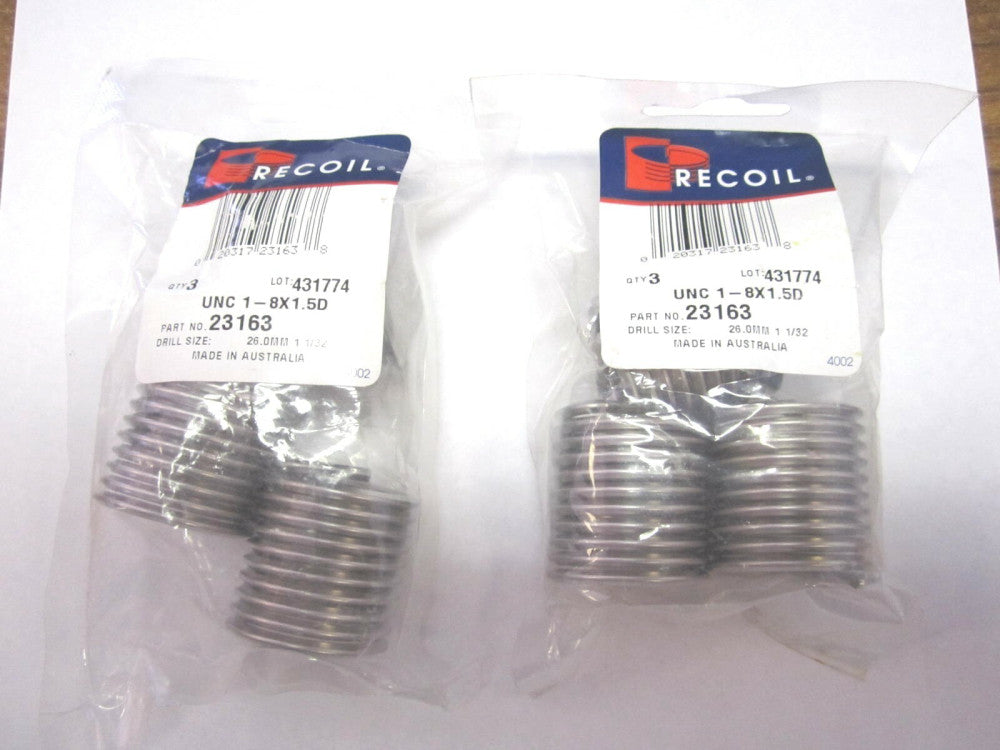 Recoil 23163 Free Running SS Tanged Helical Thread Inserts 1-8 UNC Lot of 6