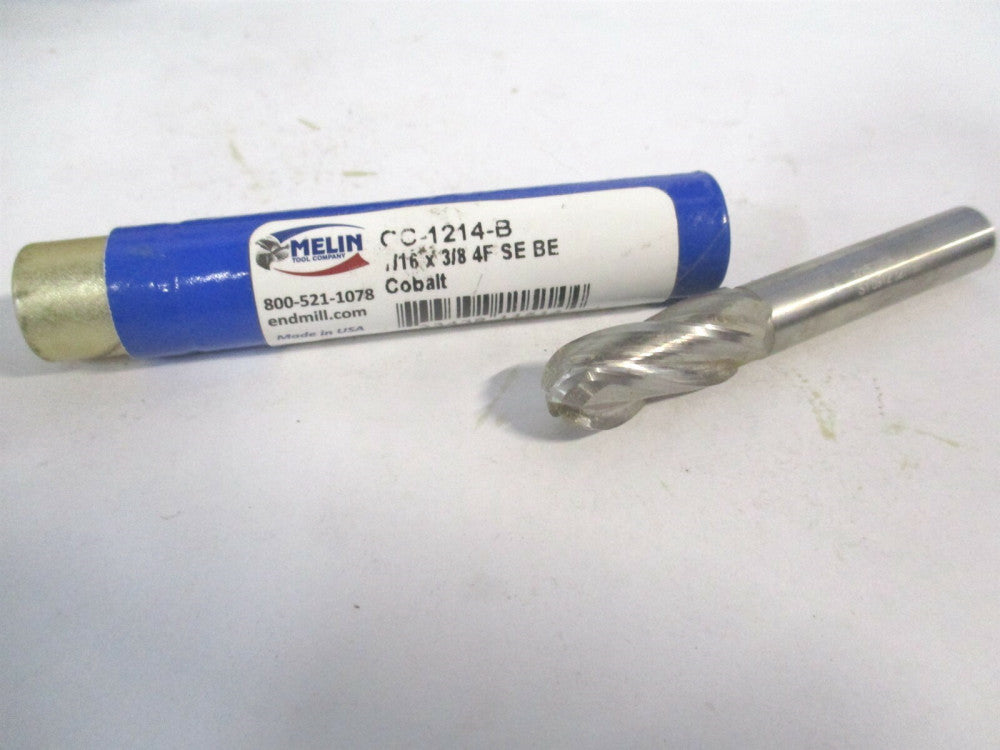 Melin (CC-1214-B) 7/16" x 1" x 3/8" x 2-11/16" OAL HSS Single End Ball Endmill