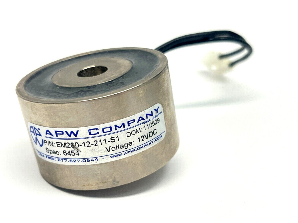 APW Company EM200-12-211-S1 Round Electromagnet 2" Diameter 120lb Holding 12VDC