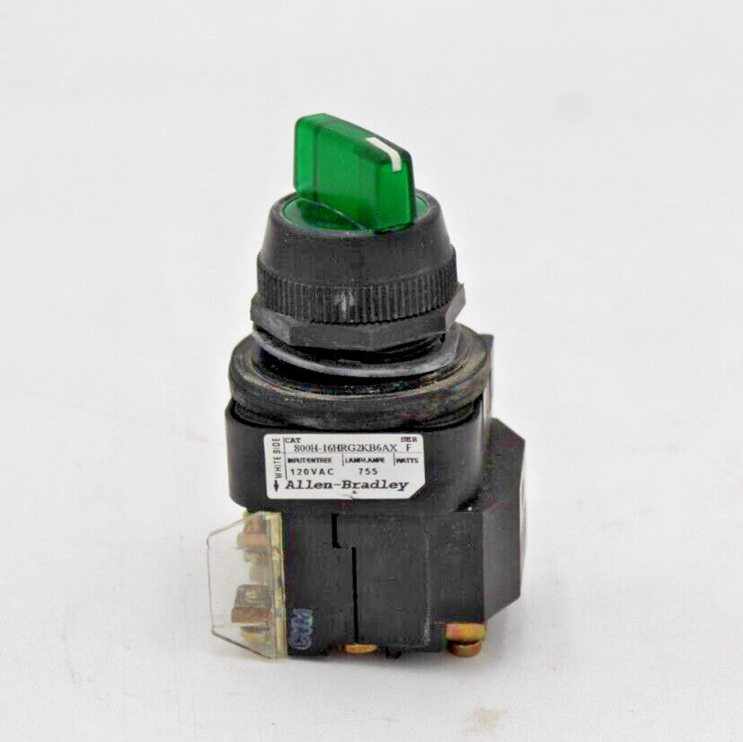 ALLEN-BRADLEY 800H-16HRG2KB6AX SER. F GREEN SWITCH