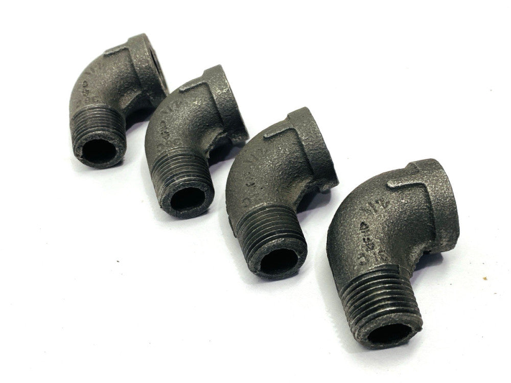 Street Elbow 90 Degrees Male x Female 1/2" NPT Black Iron LOT OF 4
