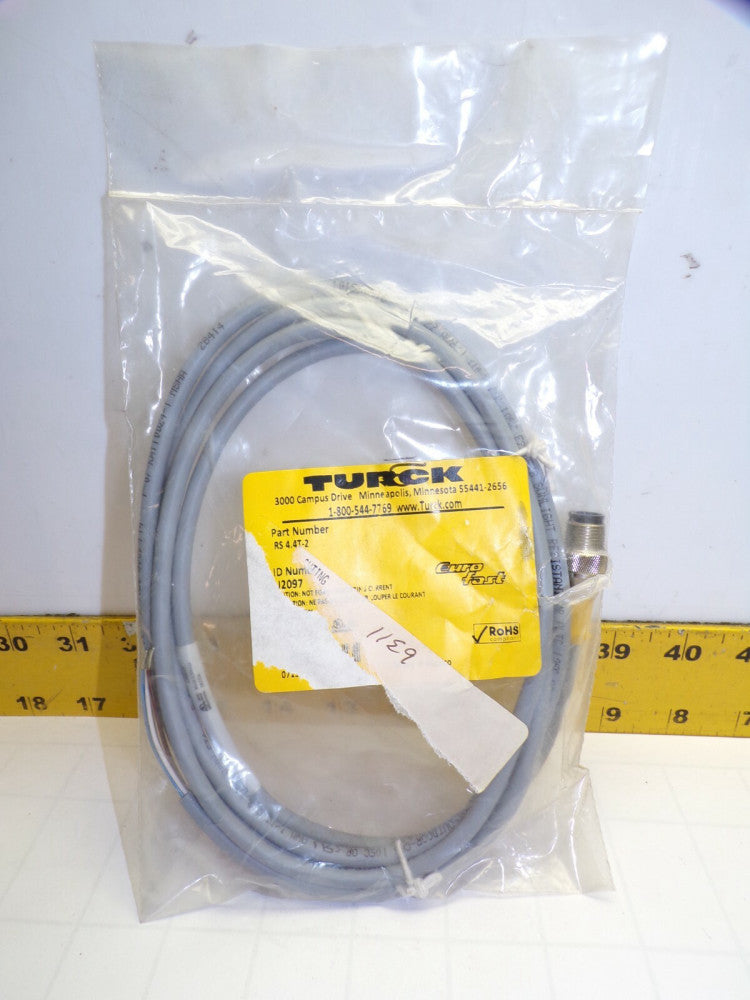 NEW TURCK 4 PIN MALE 2M STRAIGHT CORDSET 250V 4 AMP  RS 4.4T-2 / U2097