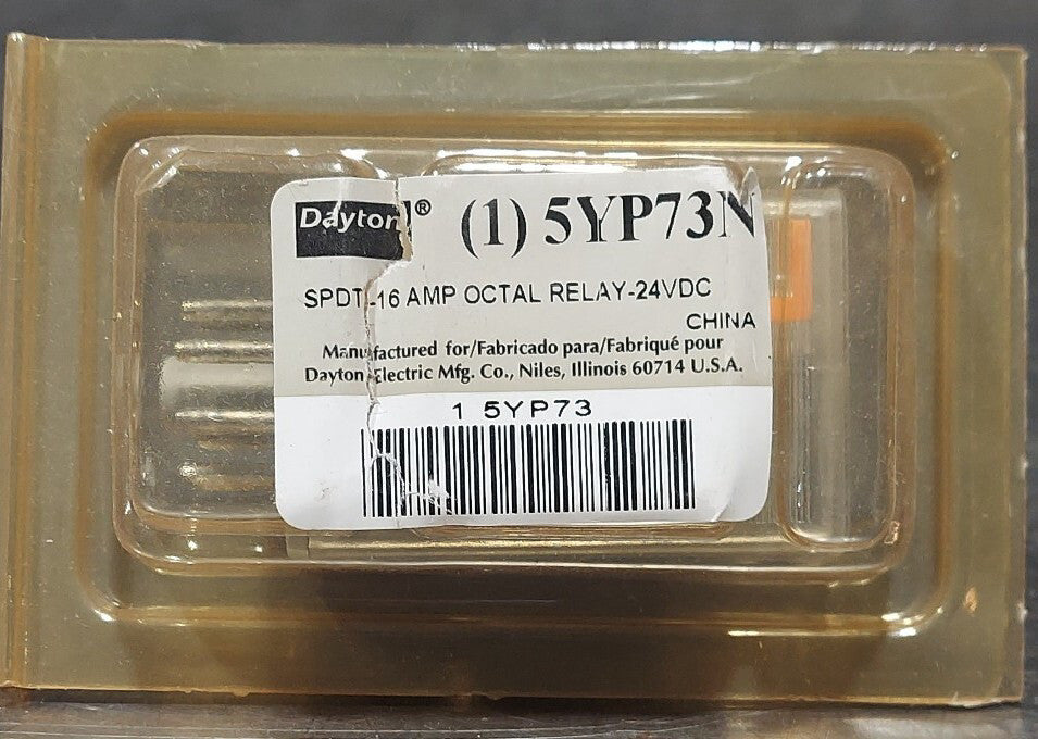 DAYTON 5YP73N. SPDT-16 OCTAL RELAY - 24VDC
