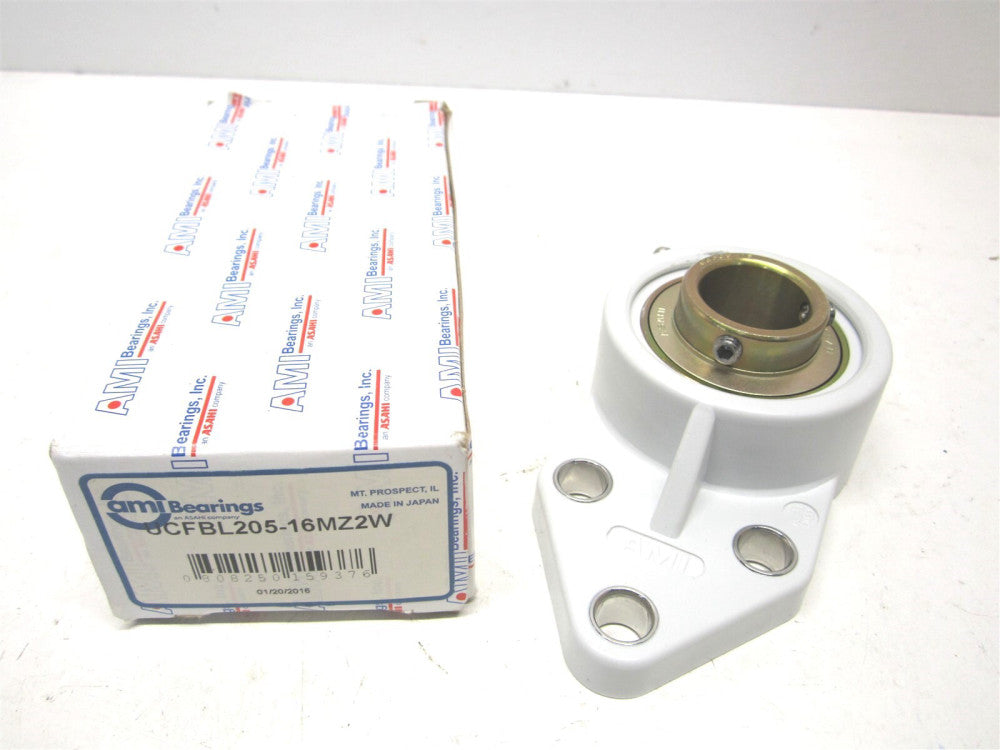 Ami Bearings (UCFBL205-16MZ2W) Set Screw Locking Three-Bolt Flange Bracket Unit