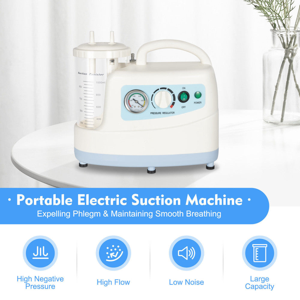 110V Phlegm Suction Unit | Portable Emergency Dental Vacuum Aspirator Machine 1L