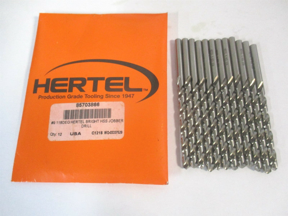 (85703866) #9 2-7/16" x 3-5/8" OAL 118° High Speed Steel Jobber Drill - Qty 12 