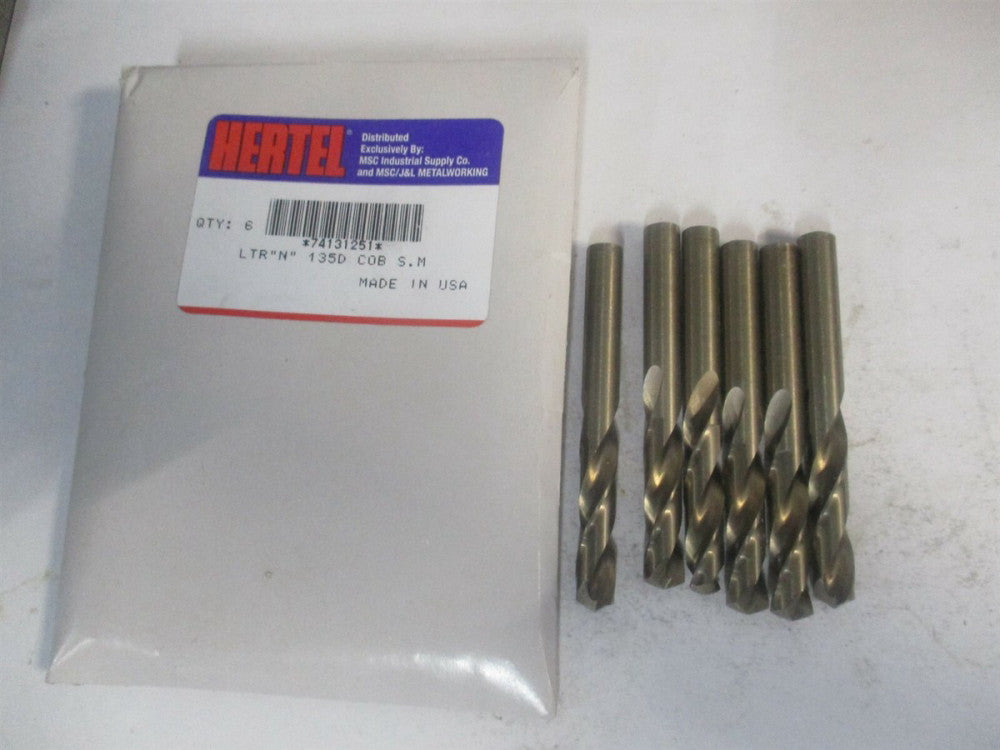 (74131251) 0.302 x 1-5/8 x 2-13/16" 135° Spiral Cobalt Machine Drill Bit - Qty 6