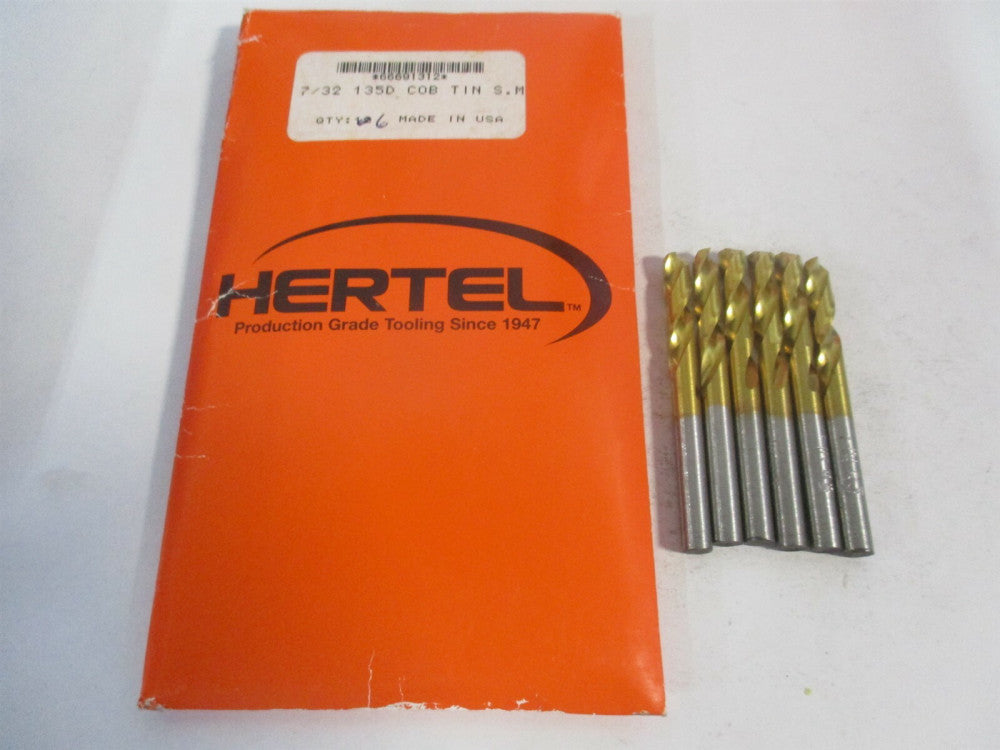 (66691312) 7/32" x 1-1/4" x 2-3/8" 135° Cobalt Spiral Machine Drill Bit - Qty 6