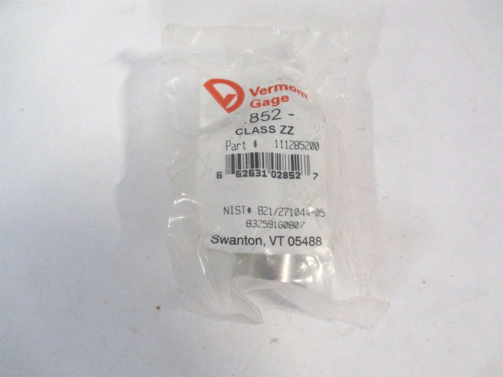 Vermont Gage (111285200) 0.852" Diam Class ZZ Minus Plug & Pin Gage 