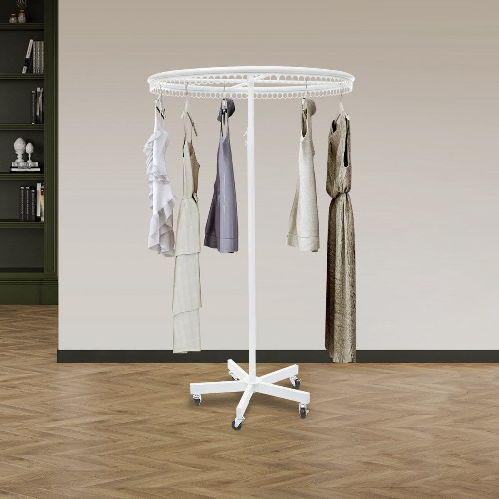 White Clothing Rack, Rotatable Round Clothes Rack, Floor-Standing Circ ...