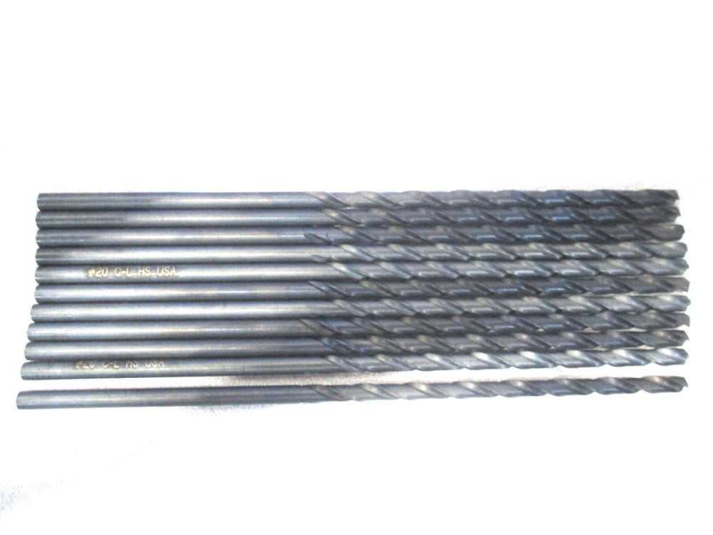 Chicago-Latrobe (50310) #20 .1610 2-Flute RH 4xD HSS Taper Length Drill - 11 PC