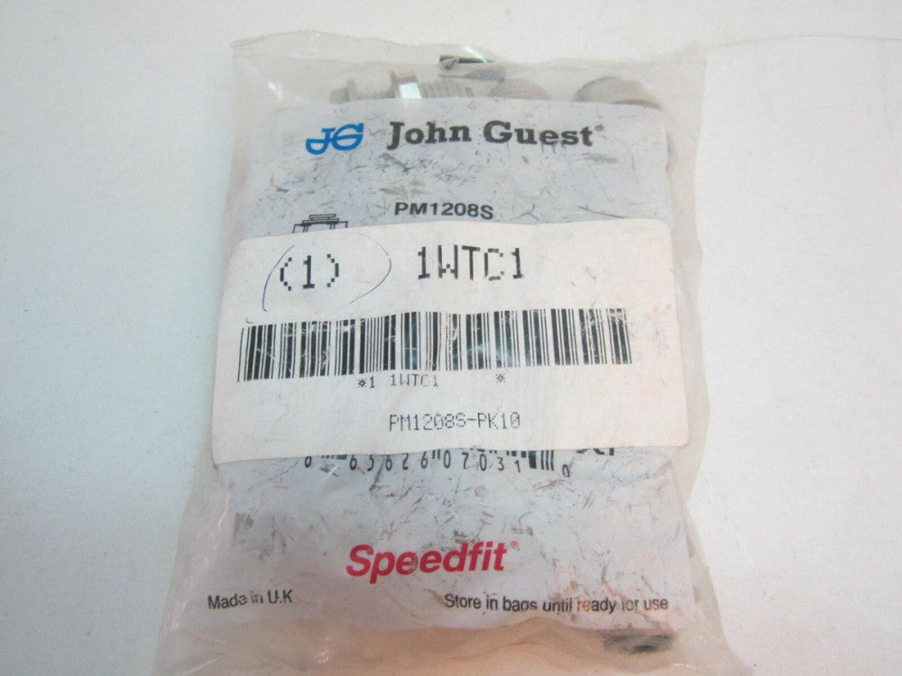 JOHN GUEST Bulkhead Union -PM1208S-PK10- 5/16" Tube OD, 150 PSI, Gray, Pk10