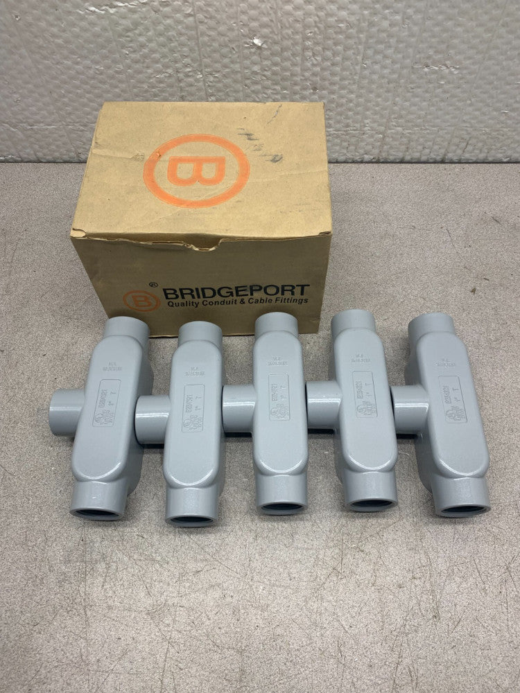 NEW BOX OF 5 BRIDGEPORT 1" CONDUIT BODY T-43