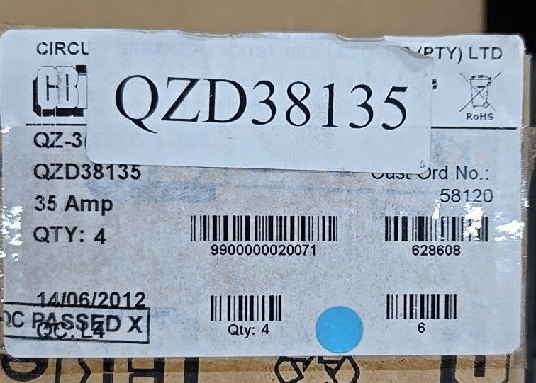 CBI Box of 4 QZD38135 35 Amp 3 Pole Circuit Breaker