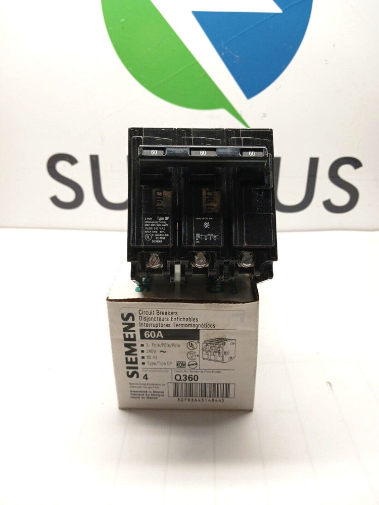 BOX OF 4 NEW SIEMENS/I-T-E Q360 60 AMP CIRUIT BREAKER 3 POLE 240 VAC