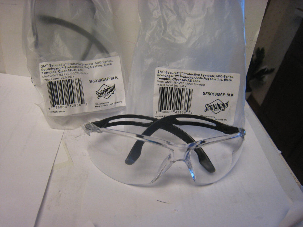 2- 3M Sf501sgaf-Blk Secure Fit, Securefit(Tm), Clear Anti-Fog Lens Polycarbonate