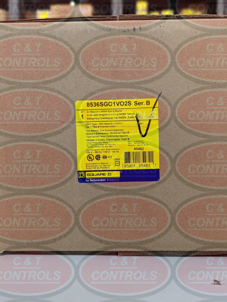 Square D 8536SGO1V02S Size 5 270A 120V Open Starter New In Box USA