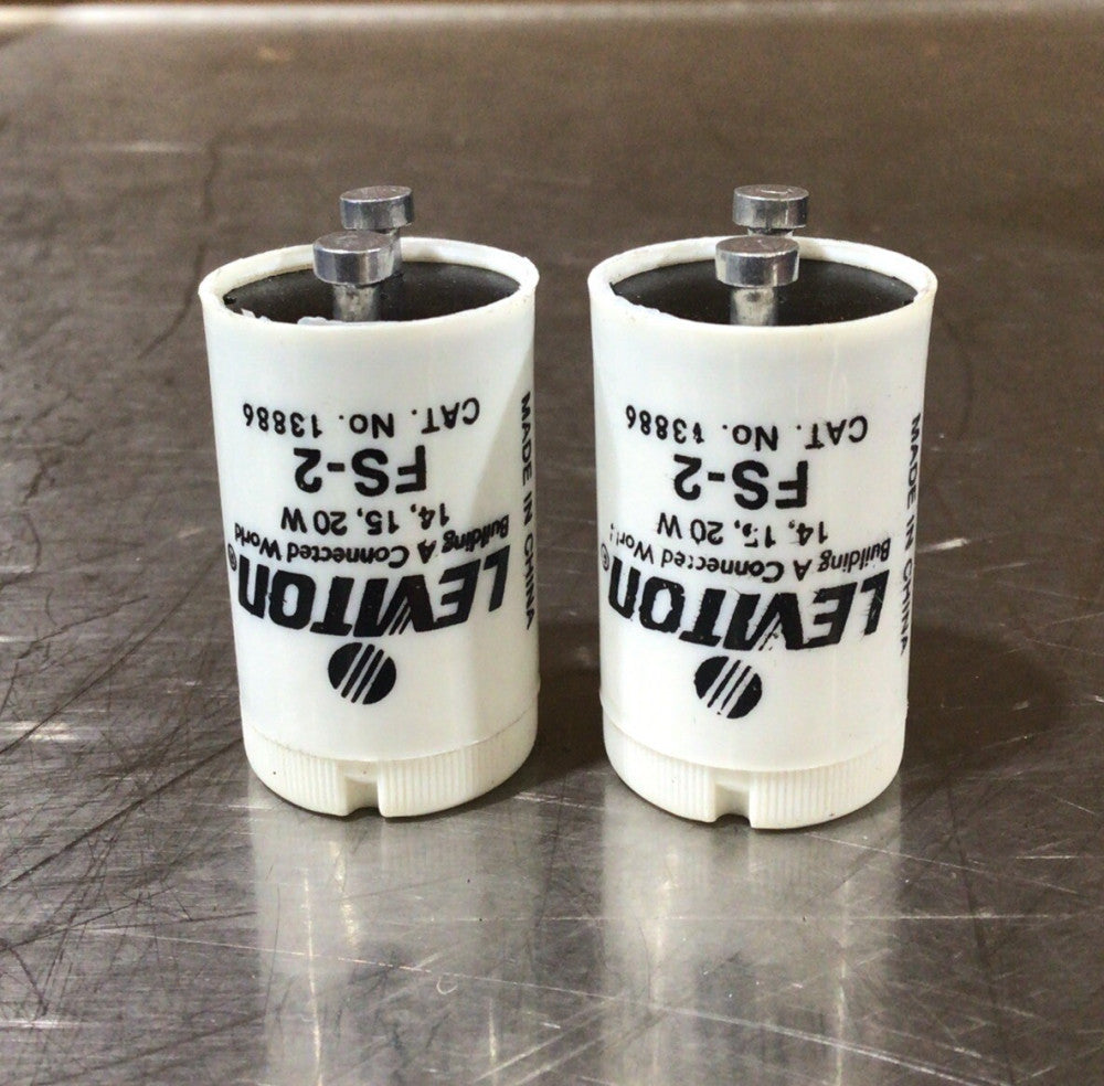2 Fluorescent Lamp Starters Type FS-2 2 Pin Leviton (2 Pcs)
