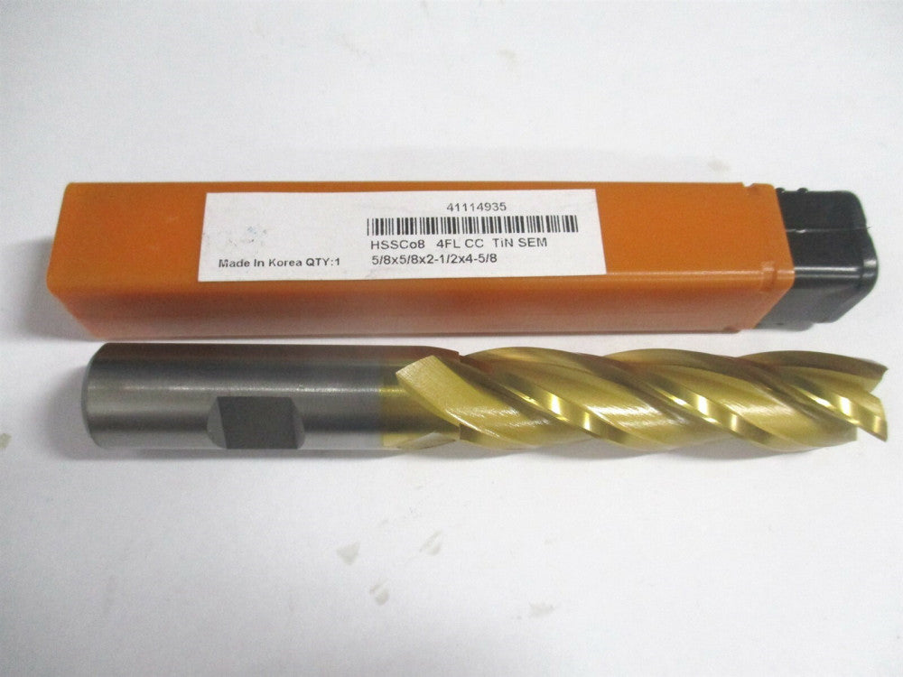 (E4040040) 5/8" x 2-1/2" x 5/8" x 4-5/8" OAL Cobalt 4 Flute Square End Mill 