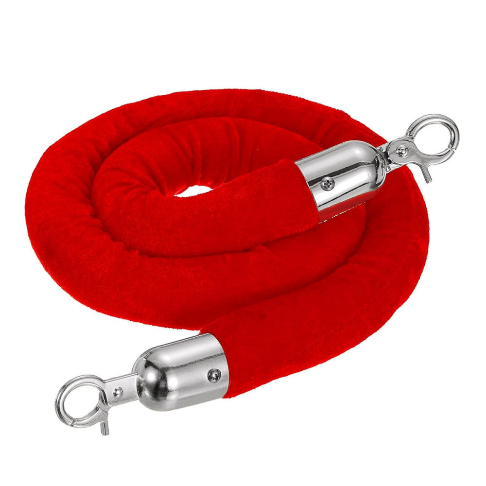 3.3 Feet Red Velvet Stanchion Rope, Crowd Control Barrier Rope with Snap Hooks f