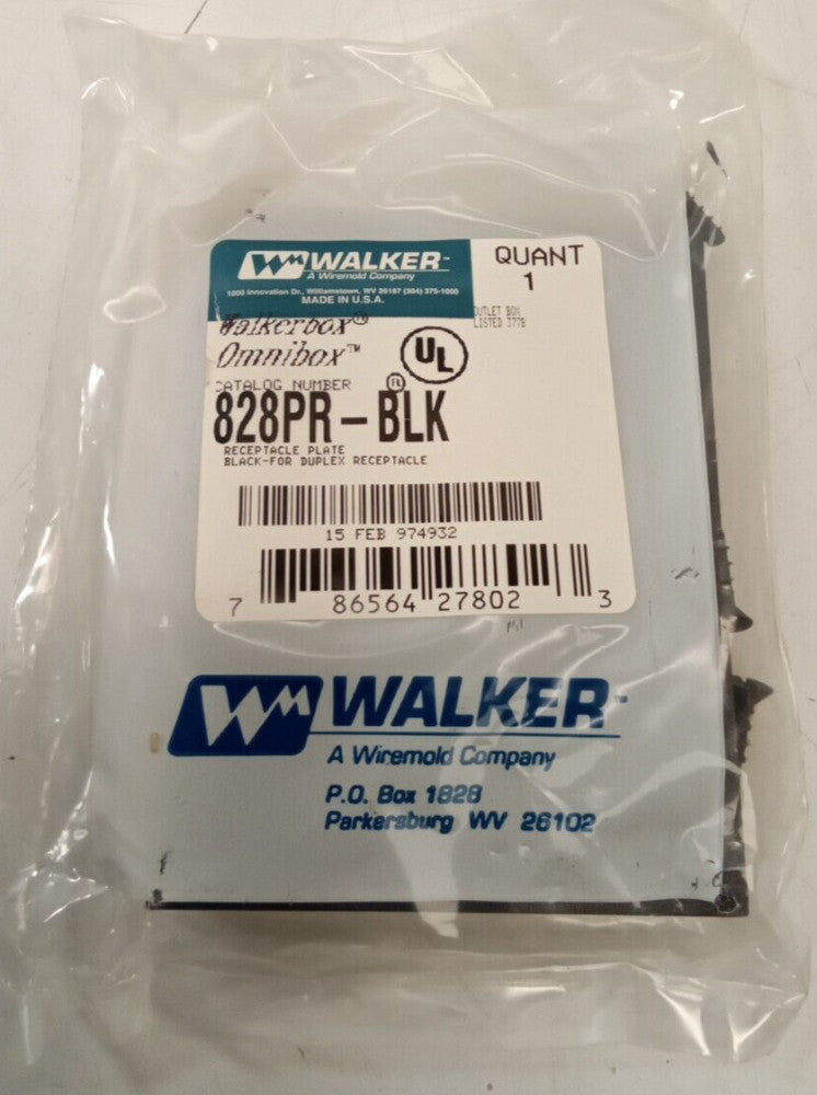Walker 828PR-BLK Walkerbox Omnibox Duplex Receptacle Plate