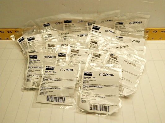 25) New Dayton 1/8" Maleable Iron U-Bolt Wire Rope Clips  2VKH9A  LOT OF 25