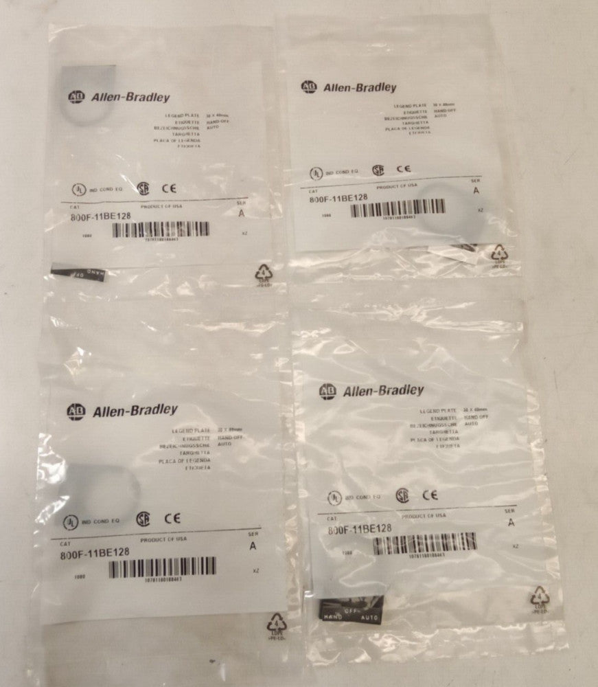 Allen-Bradley Legend Plate 30x40mm 800F-11BE128 (Lot of 4)