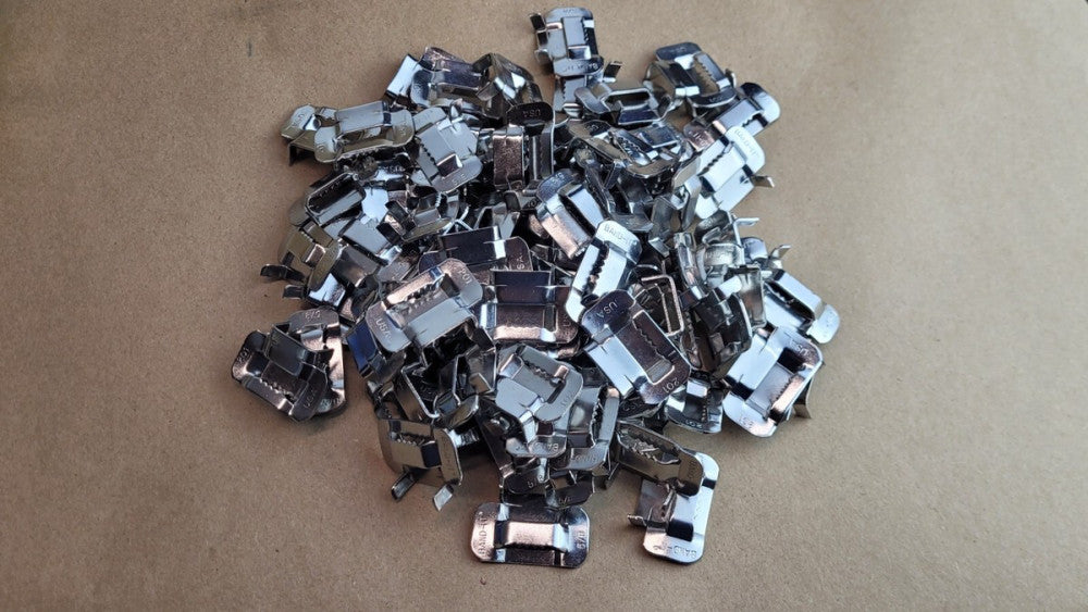 Lot of 85 Band It C25599 5/8" 201 Stainless Steel Ear-Lokt Buckles