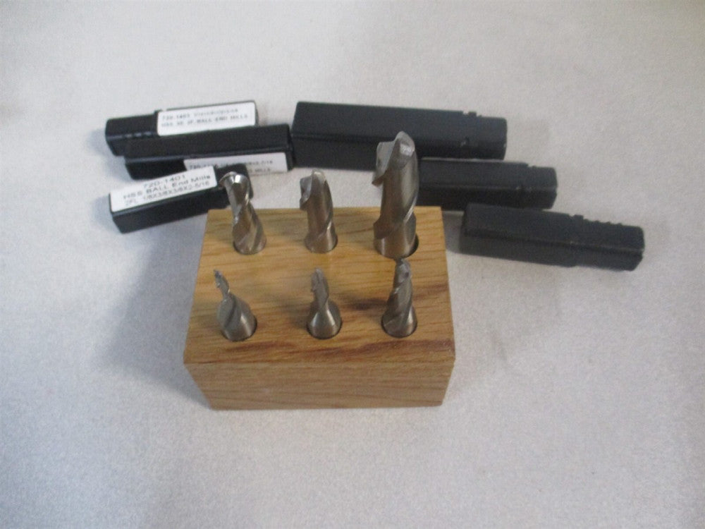 (320-2007) 1/8 to 1/2″ High Speed Steel 2 Flute Ball End Mill Set - Set of 7