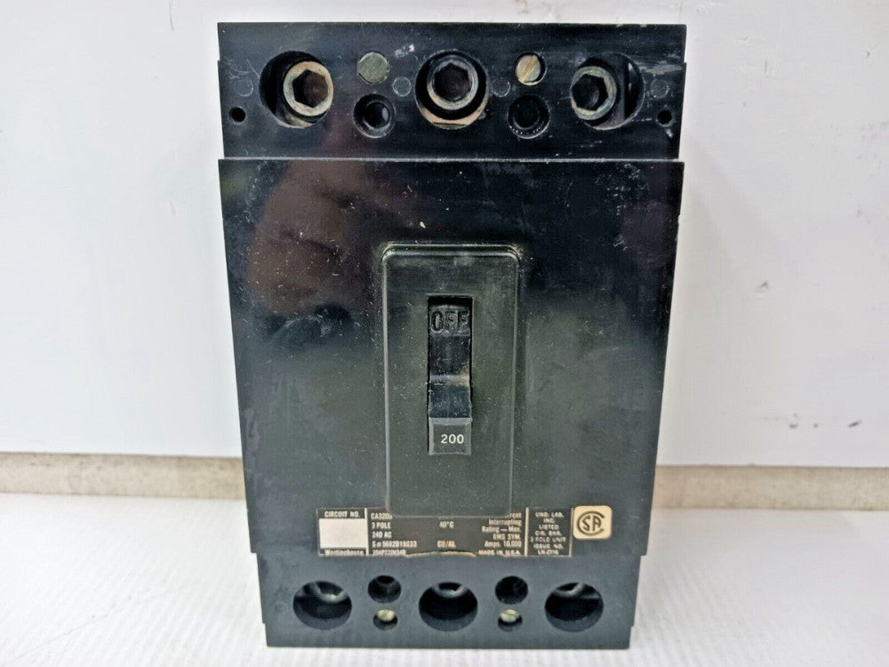 WESTINGHOUSE 200 AMP CIRCUIT BREAKER 3 POLE 240 VAC CA3200