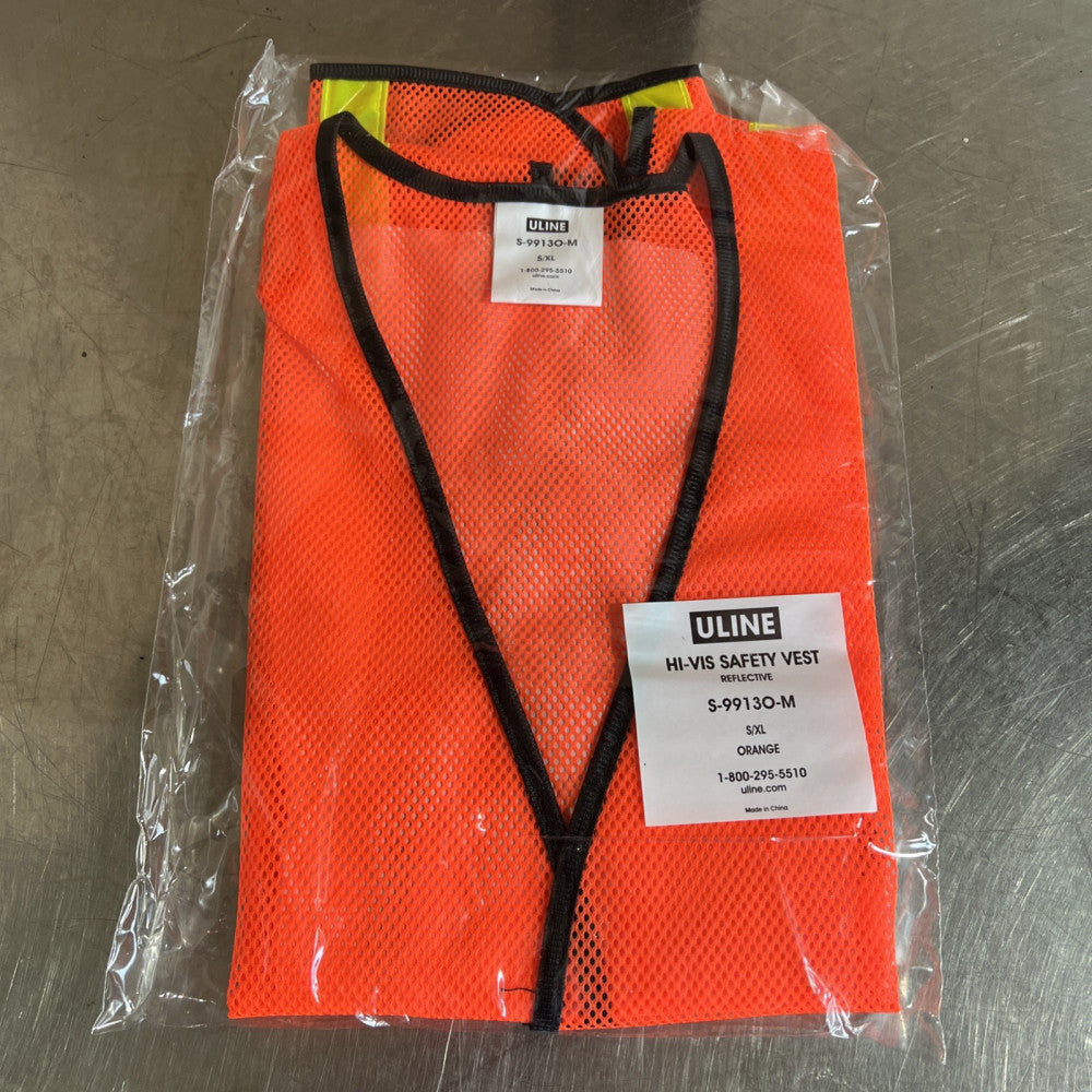 Uline S-99130-M General Purpose Hi-Vis Safety Vest - Reflective, Orange, S/XL
