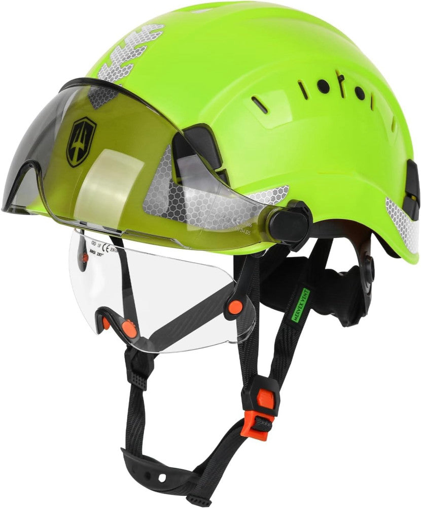 GREEN DEVIL Construction Safety Helmet Hard Hat with Visor and Safety Glasses AN