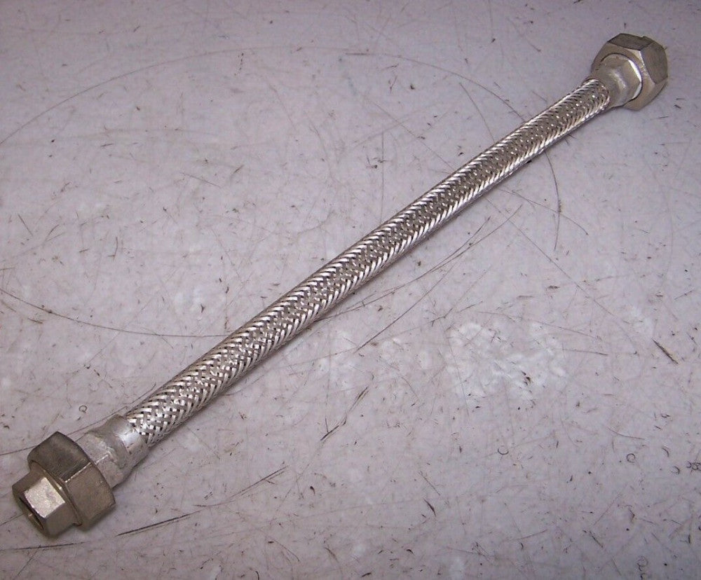 NEW 16" LONG 3/8" NPT 304 STAINLESS STEEL FLEXIBLE BRAIDED HOSE CLASS 150