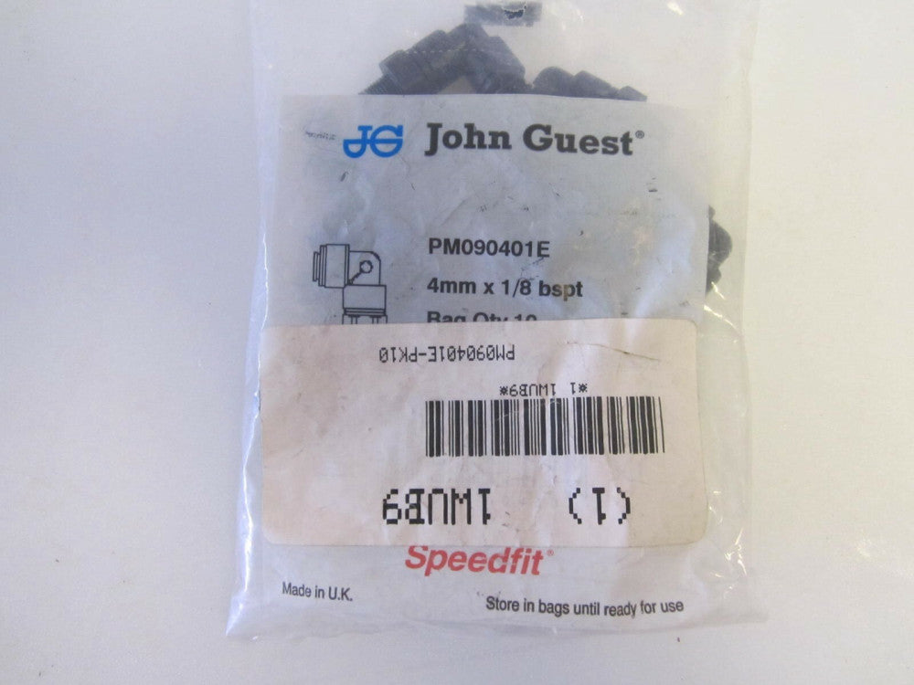 JOHN GUEST Swivel Elbow -PM090401E-PK10- 4mm Tube OD, 150 PSI, Black, Pk10
