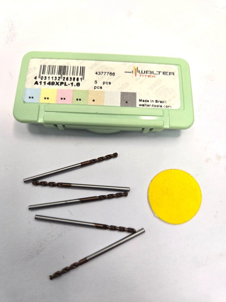 WALTER DRILL BIT A1149XPL-1.6  130° CUTTING ANGLE  LOT OF 5