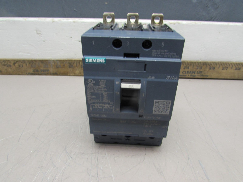 SIEMENS 3VA4145-5ED34-0AA0  ,CIRCUIT BREAKER,  3P/45A /480V/35kA   MAKE OFFER!