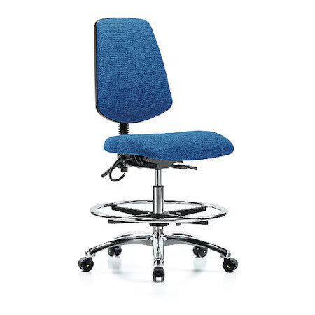 Zoro Select Br-Esd-Fmbch-Mb-Cr-T1-A0-Cf-Ec-Esdblu Esd Task Chair, Fabric, Blue,
