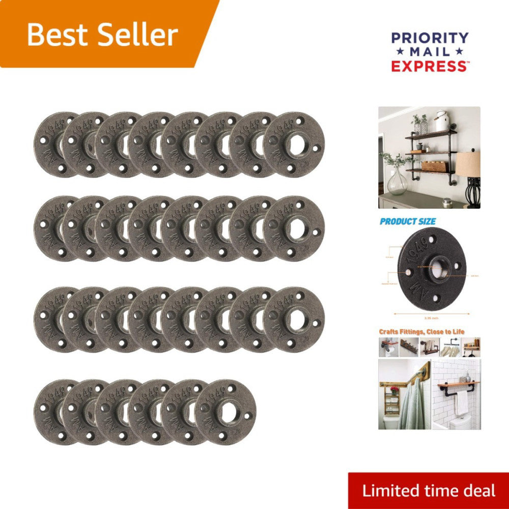 Industrial 30 Pack 1/2" Malleable Iron Flanges - Quality DIY Home Decor Fittings