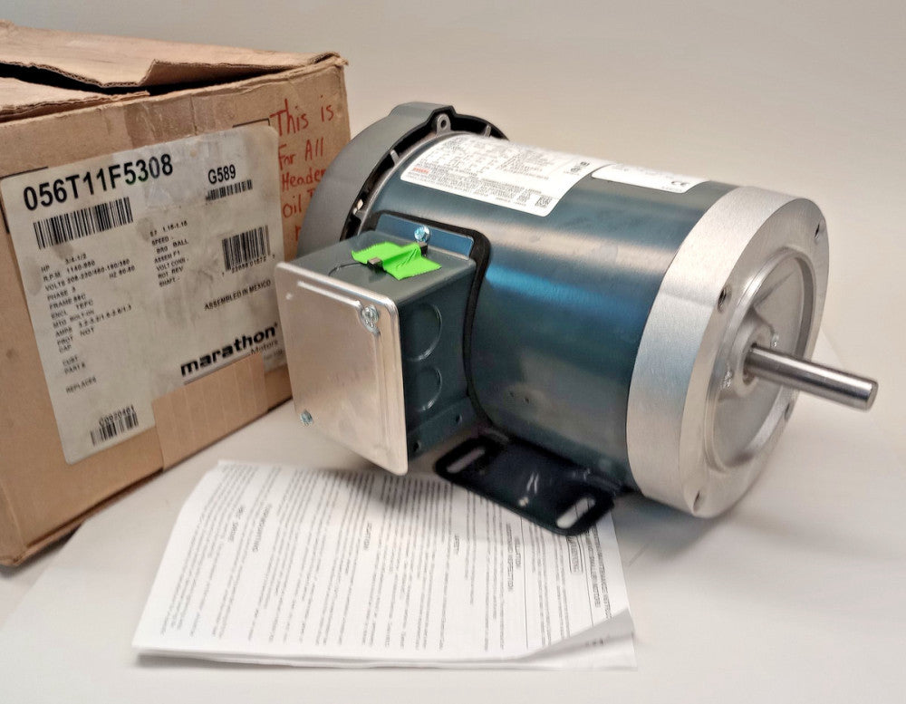 Marathon G589 New Electric Motor 56T11F5308J 3ph 3/4-1/2hp 1140-950rpm